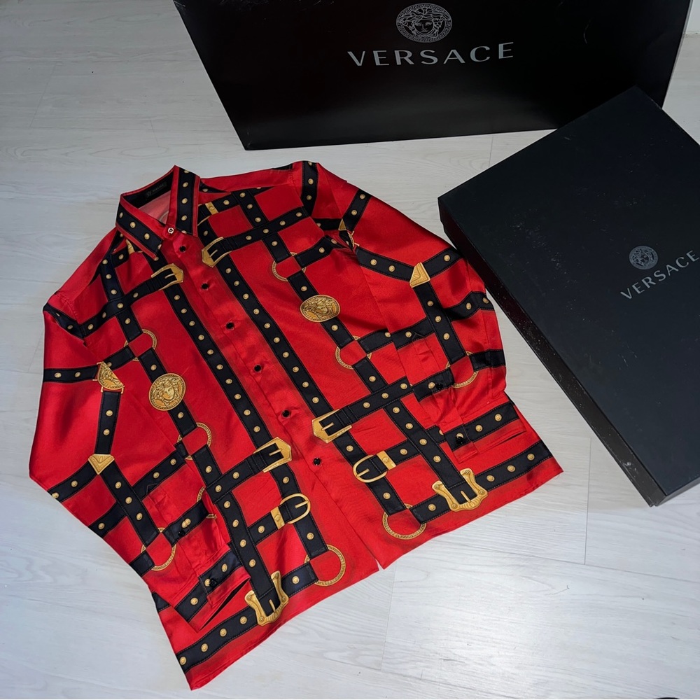 Red and Black Bondage Versace Shirt Size XL 41